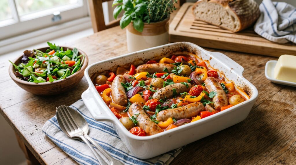 Healthier Version of Mary Berry Sausage and Red Pepper Casserole