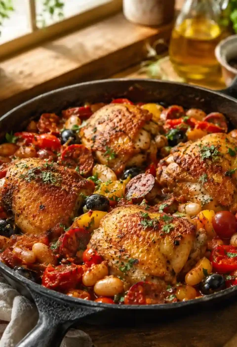 Mary Berry Mediterranean Chicken Thighs with Chorizo Recipe
