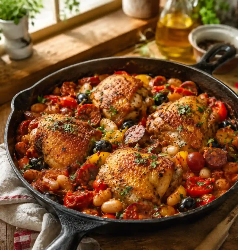 Mary Berry Mediterranean Chicken Thighs with Chorizo Recipe