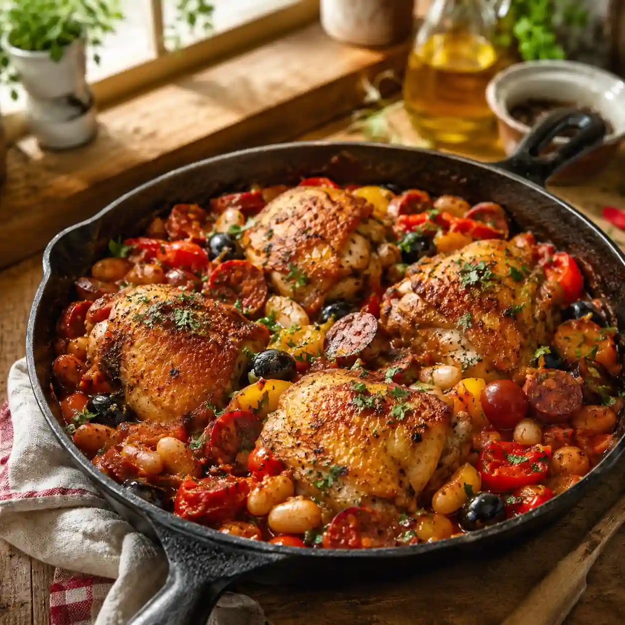 Mary Berry Mediterranean Chicken Thighs with Chorizo Recipe