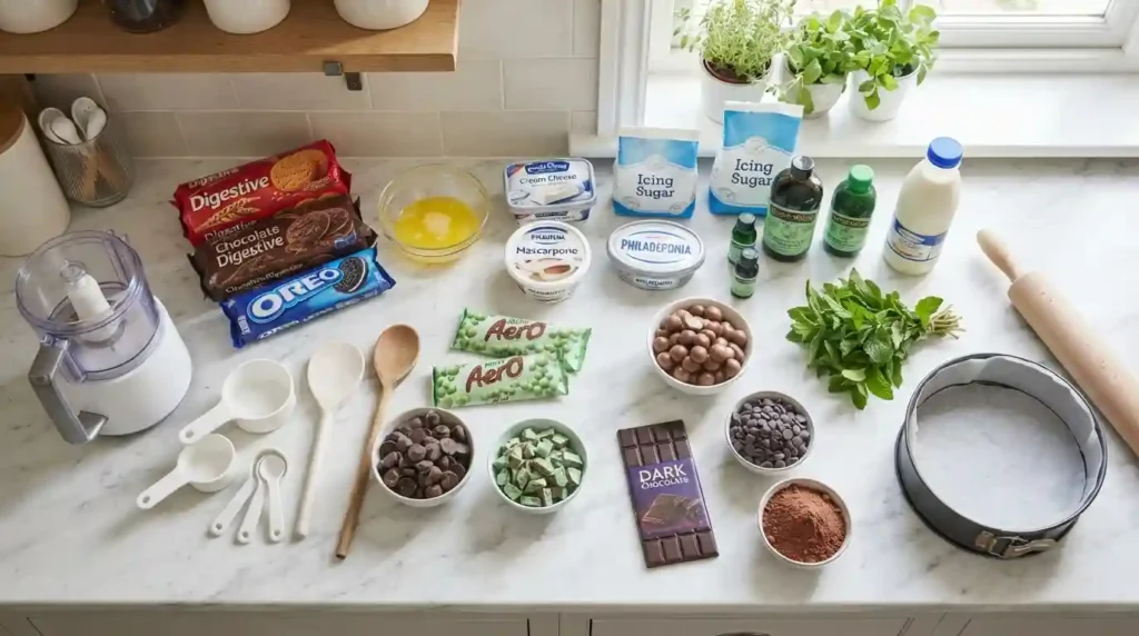 Essential Ingredients to Make Mary Berry Mint Aero Cheesecake