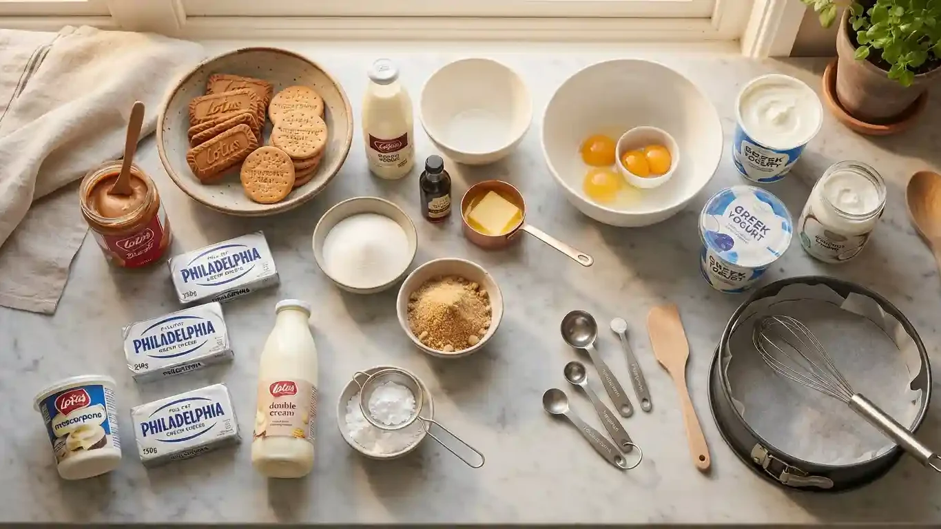 Essential Ingredients to Make Mary Berry Biscoff Cheesecake
