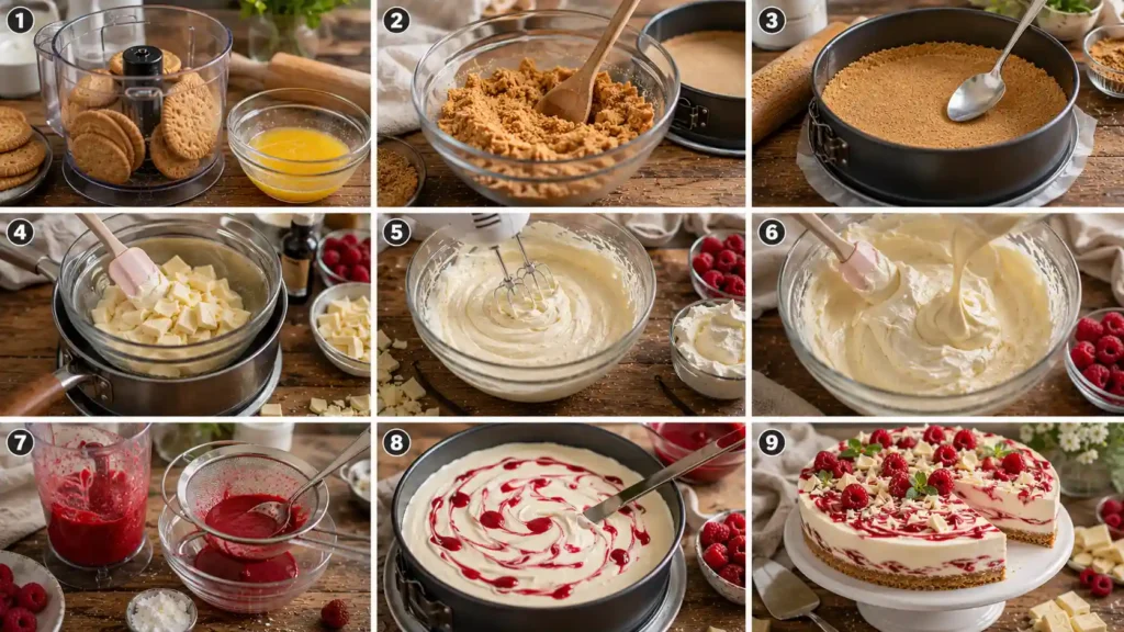 How to Make White Chocolate & Raspberry Cheesecake